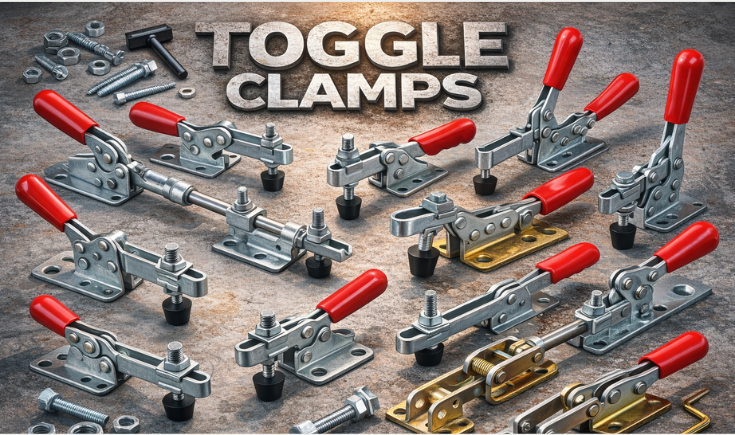 Warehouse inventory of heavy duty toggle clamps in Pune ready for shipment to Ahmedabad